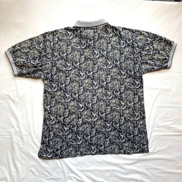 Vintage Jack Nicklaus Polo Shirt Mens L All Over Print Paisley Golf Short Sleeve - Picture 2 of 12